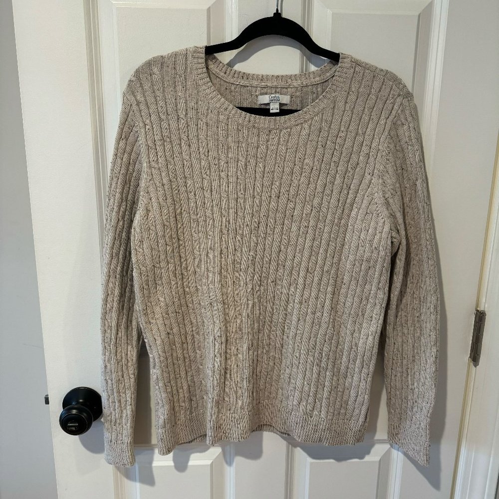 Croft & Barrow Cotton‎ Crew Neck Cable Knit Sweater - Size Large
